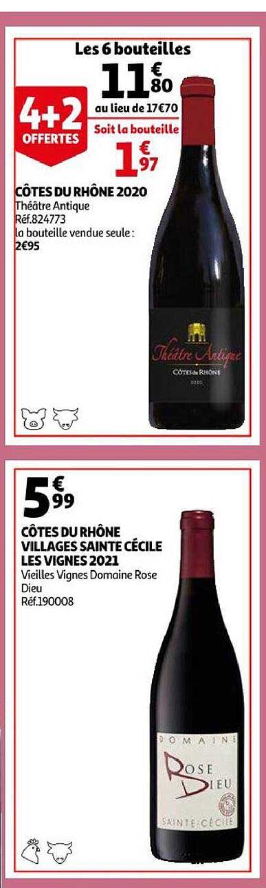 côtes du rhône 2020 théâtre antique, côtes du rhône villages sainte cécile les vignes 2021 vieilles vignes domaine rosé dieu