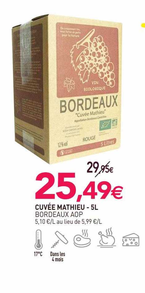 cuvée mathieu bordeaux aop - 5l
