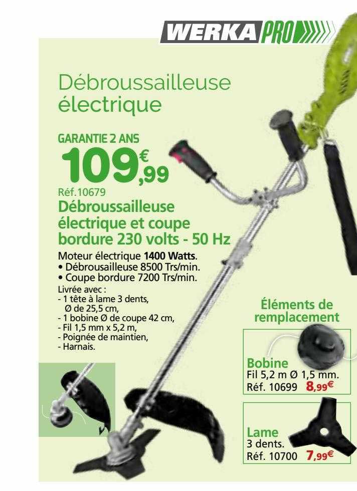 débroussailleuse électrique et coupe bordure 230 volts - 50 hz werka pro