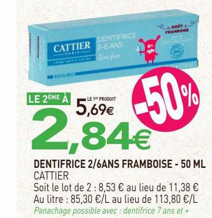 dentifrice 2-6 ans framboise cattier - 50ml