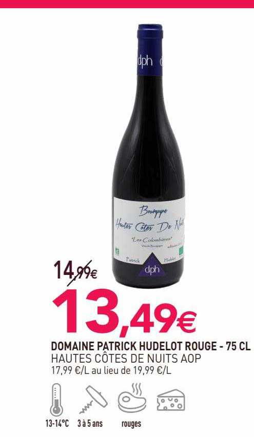 domaine patrick hudelot rouge hautes côtes de nuits aop - 75cl