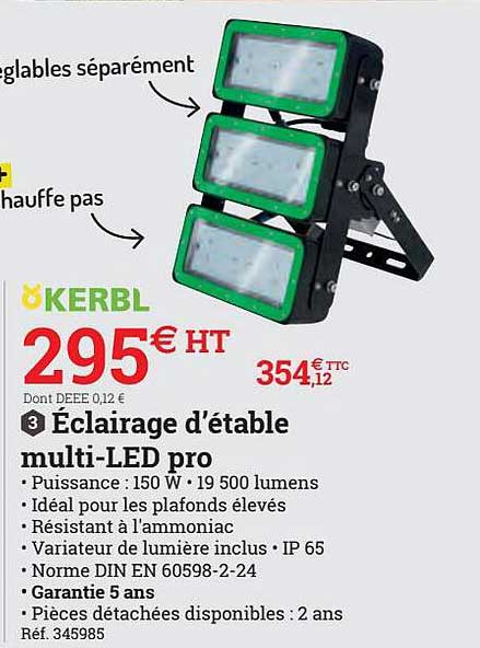 éclairage d'étable multi-led pro kerbl