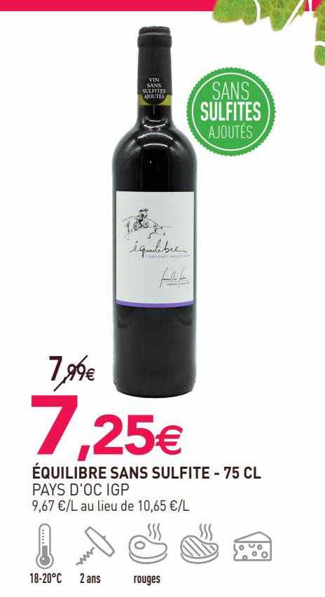 équilibre sans sulfite pays d'oc igp - 75 cl