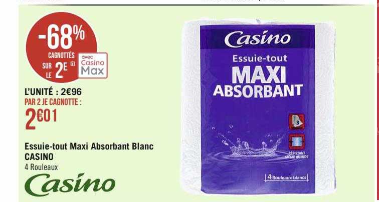 essuie-tout maxi absorbant blanc casino