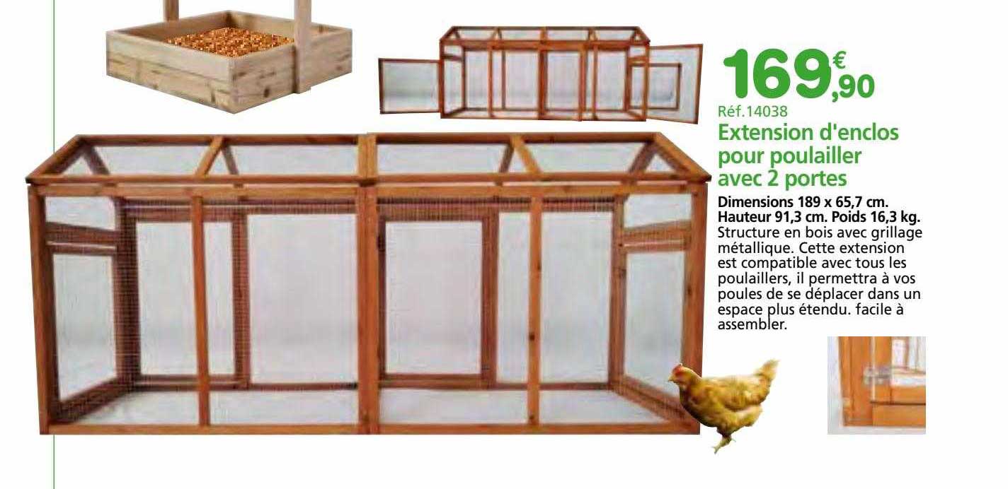 extension d'enclos pour poulailler avec 2 portes