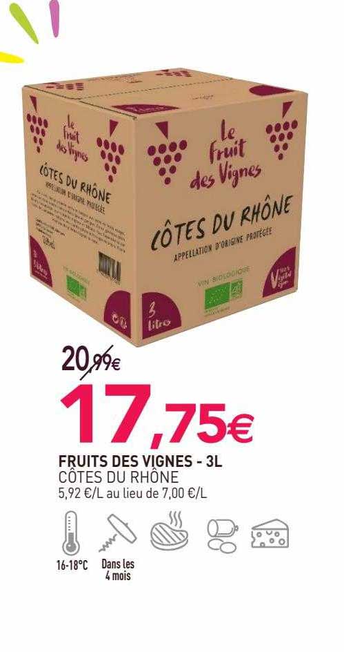 fruits des vignes côtes du rhône - 3l