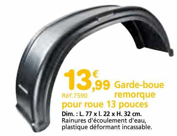 garde-boue remorque pour roue 13 pouces