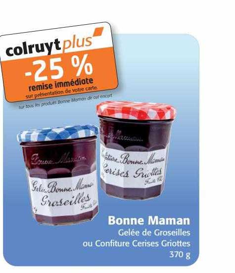 gelée de groseilles ou confiture cerises griottes bonne maman