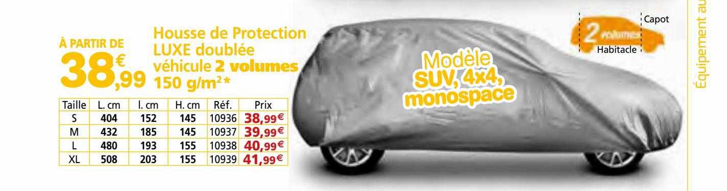 housse de protection luxe doublée véhicule 2 volumes