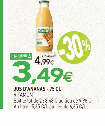 jus d'ananas vitamont - 75 cl