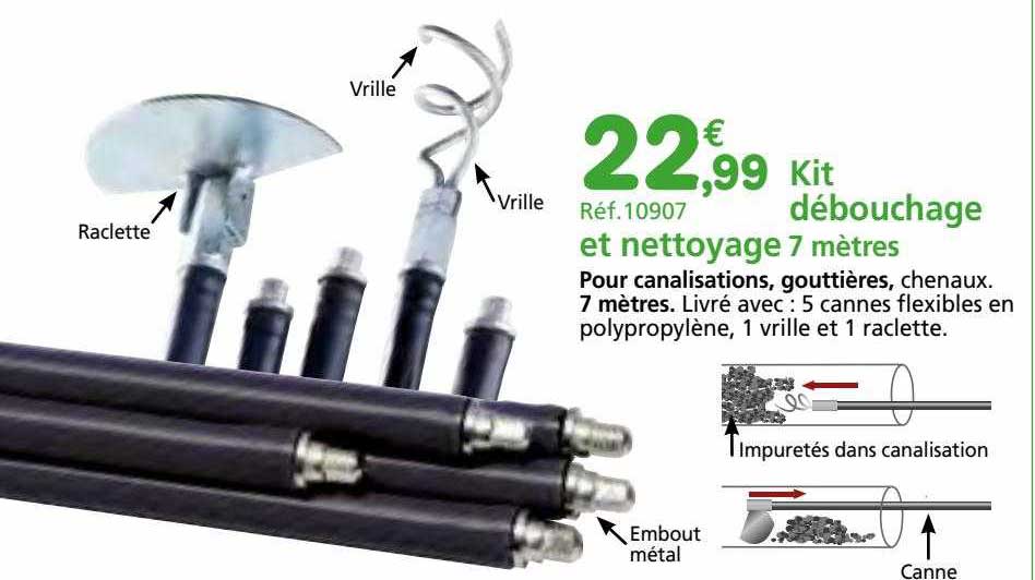 kit débouchage et nettoyage 7 mètres