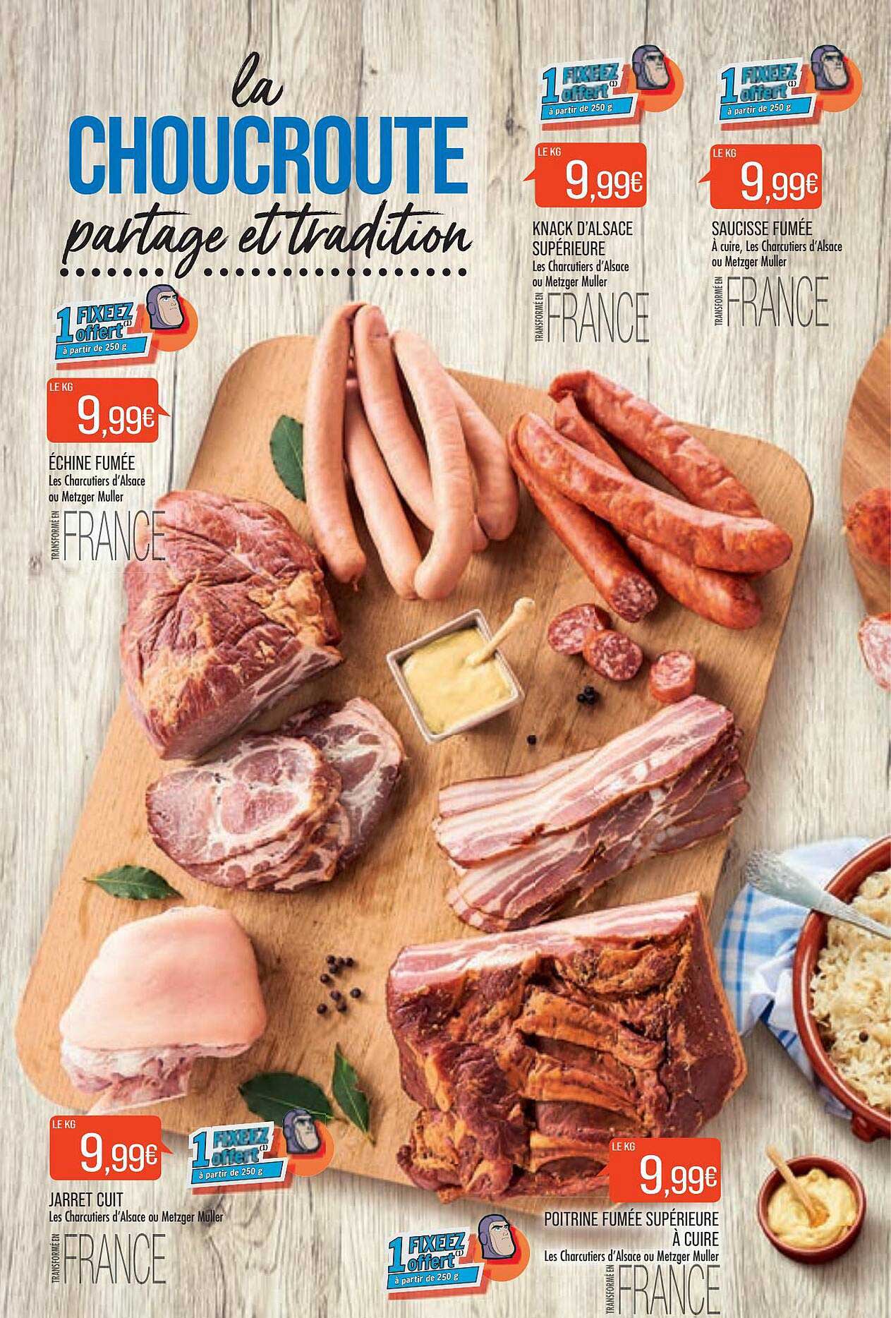 Knack D'alsace Supérieure, Saucisse Fumée, échine Fumée, Jarret Cuit, Poitrine Fumée Supérieure à Cuire