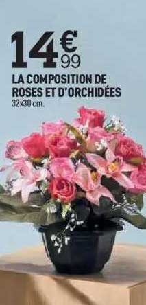 la composition de roses et d'orchidées