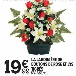 la jardinière de boutons de rose et lys tigrés