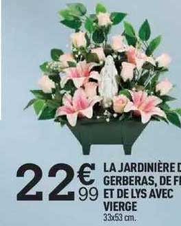 La Jardinière De Gerberas, De Ficus Et De Lys Avec Vierge
