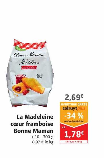 la madeleine cœur framboise bonne maman