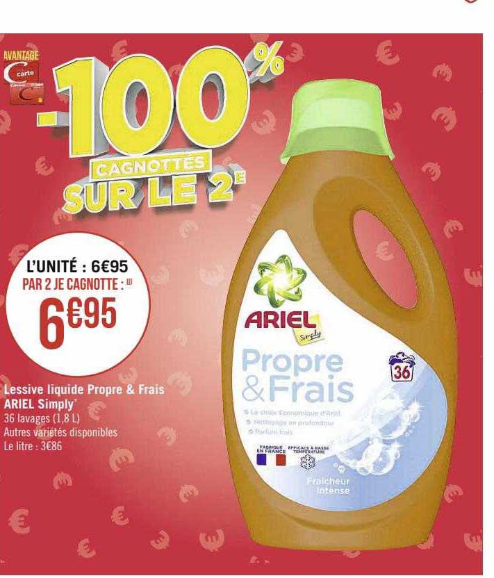 lessive liquide propre & frais ariel simply