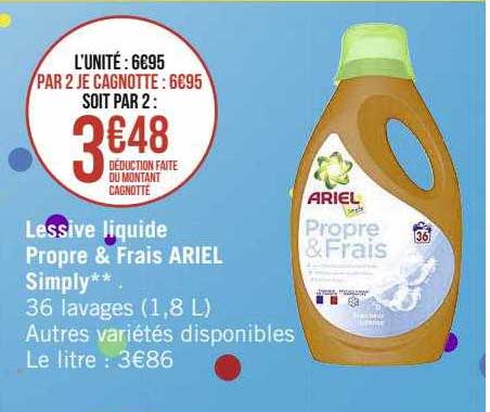 lessive liquide propre & frais ariel simply