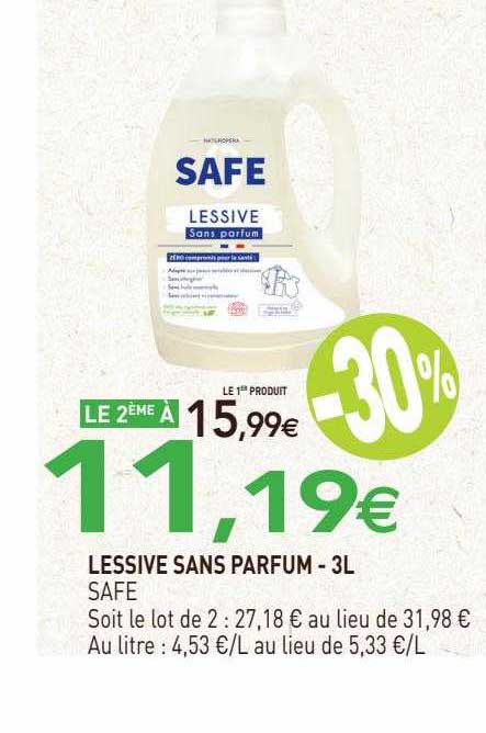 lessive sans parfum safe - 3l