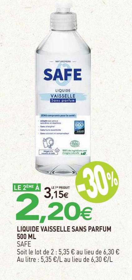 liquide vaisselle sans parfum safe - 500ml