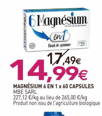 magnésium 6 en 1 mbe sarl x 60 capsules