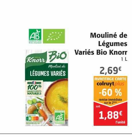 mouliné de légumes variés bio knorr