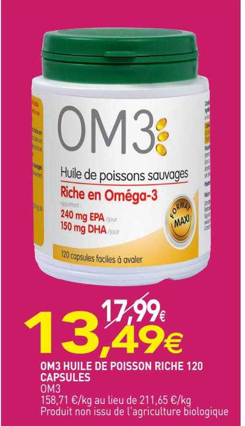 om3 huile de poisson riche 120 capsules