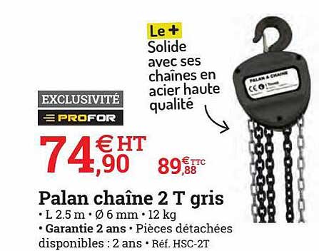 palan chaîne 2 t gris profor