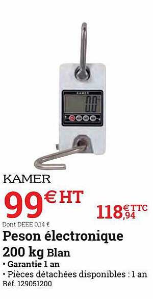 peson électronique 200 kg blan