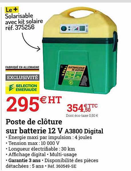 poste de clôture sur batterie 12v a3800 digital