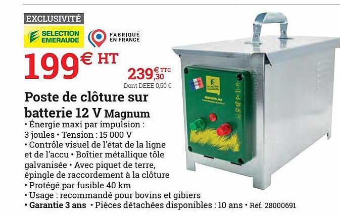 poste de clôture sur batterie 12v magnum