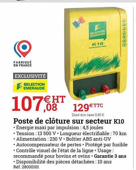poste de clôture sur secteur k10
