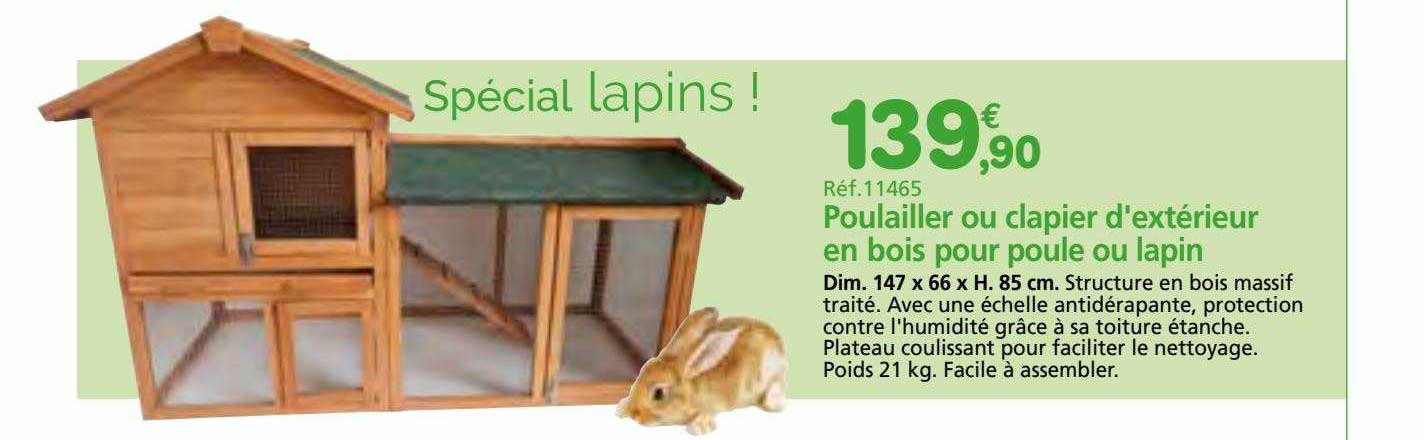 poulailler ou clapier d'extérieur en bois pour poule ou lapin