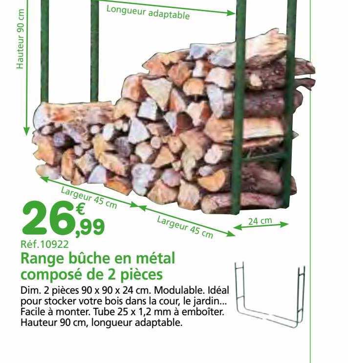 Range Bûche En Métal Composé De 2 Pièces
