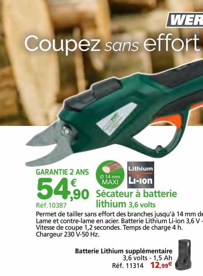 sécateur à batterie lithium 3,6 volts