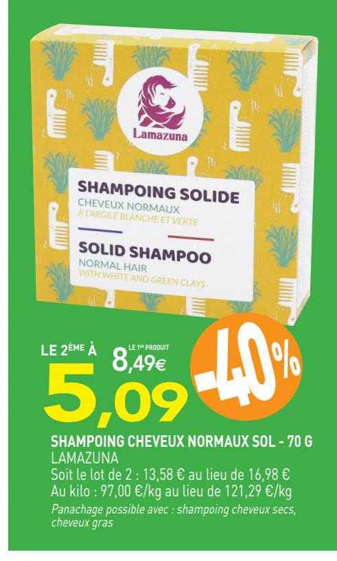 shampoing cheveux normaux sol lamazuna - 70 g