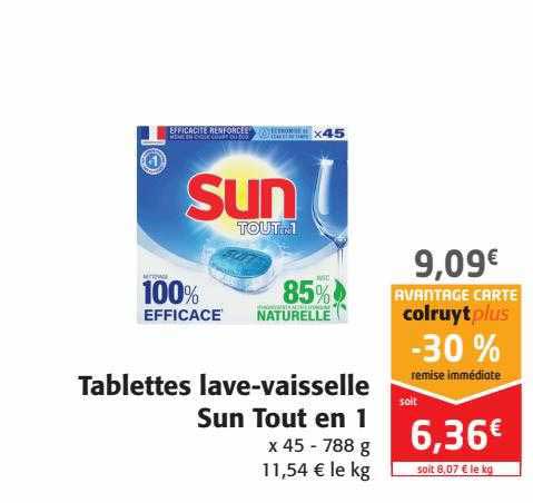 tablettes lave-vaisselle sun tout en 1