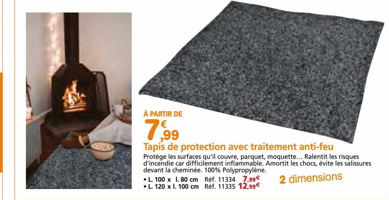 tapis de protection avec traitement anti-feu