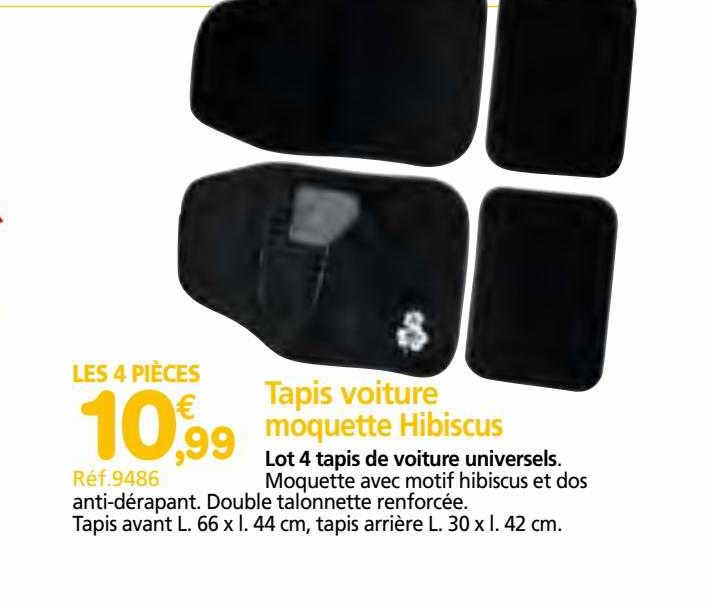 tapis voiture moquette hibiscus