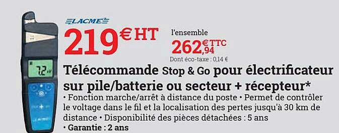 télécommande stop & go pour électrificateur sur pile-batterie ou secteur + récepteur lacmé