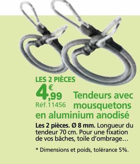 tendeurs avec mousquetons en aluminium anodisé