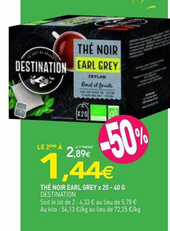 thé noir earl grey x20 destination - 40 g