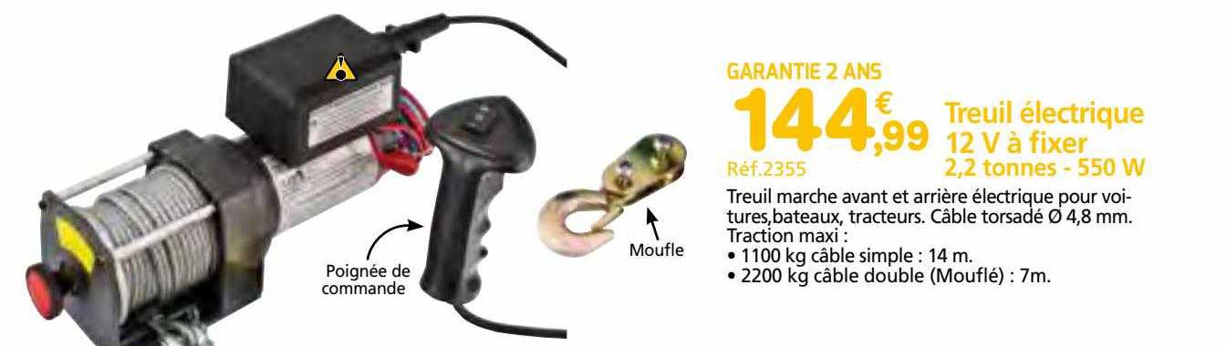 treuil électrique 12 v à fixer