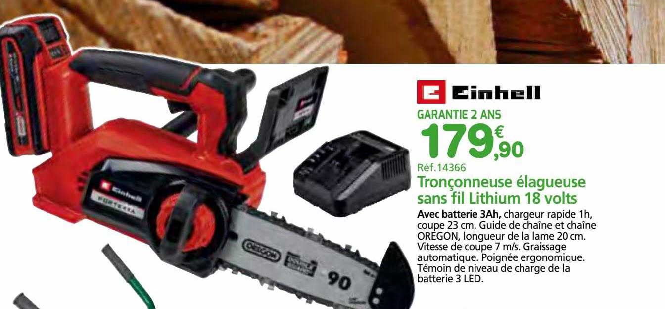 tronçonneuse élagueuse sans fil lithium 18 volts einhell