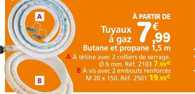 tuyaux à gaz butane et propane 1,5 m