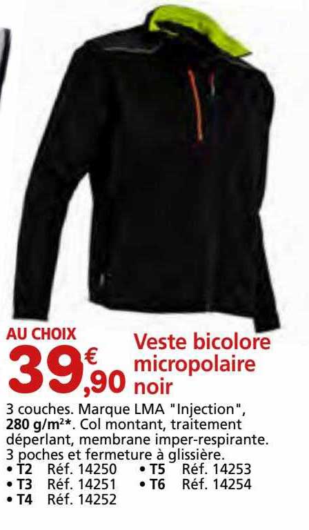 veste bicolore micropolaire noir