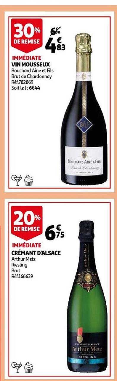 vin mousseux aine et fils brut de chardonnay, crémant d'alsace arthur metz riesling brut