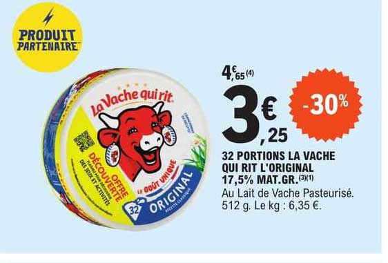 32 portions la vache qui rit l'original 17,5% mat.gr.