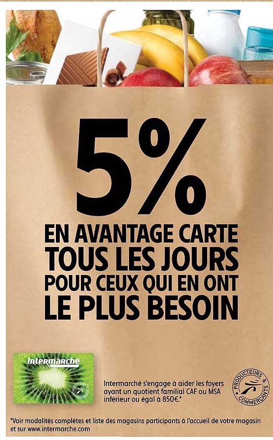 5% en avantage carte tous les jours pour ceux qui en ont le plus besoin