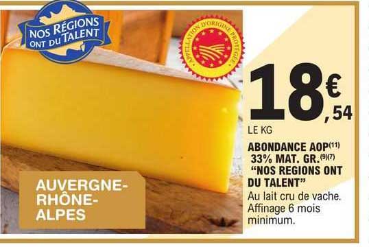 abondance aop 33% mat.gr. "nos régions ont du talent"